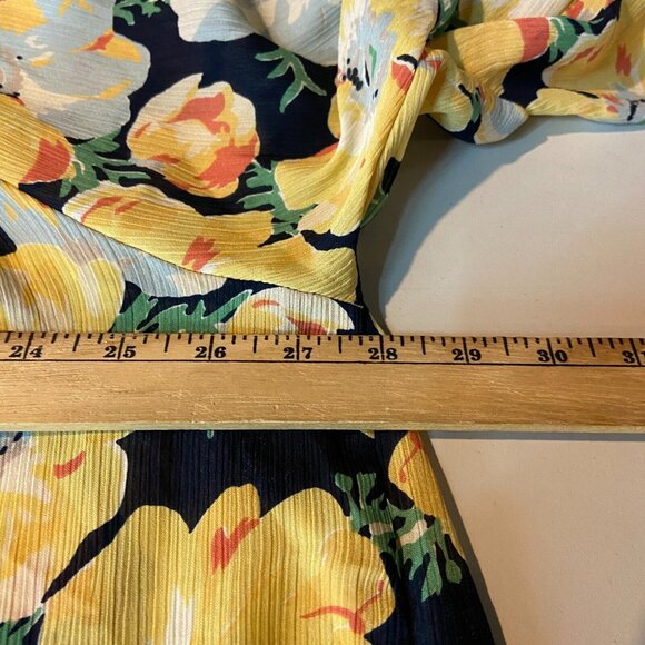 Chaps Women 2X Floral Blouse Top 3/4 Bell Sleeve Summer Spring Sheer Keyhole - Picture 6 of 8